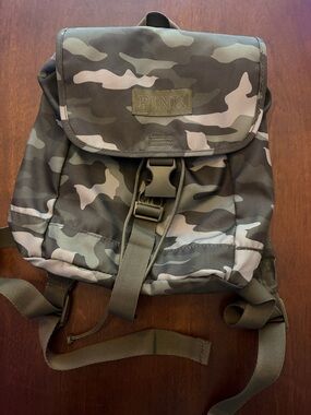 PINK Victoria's Secret Olive and Tan Camo Backpack